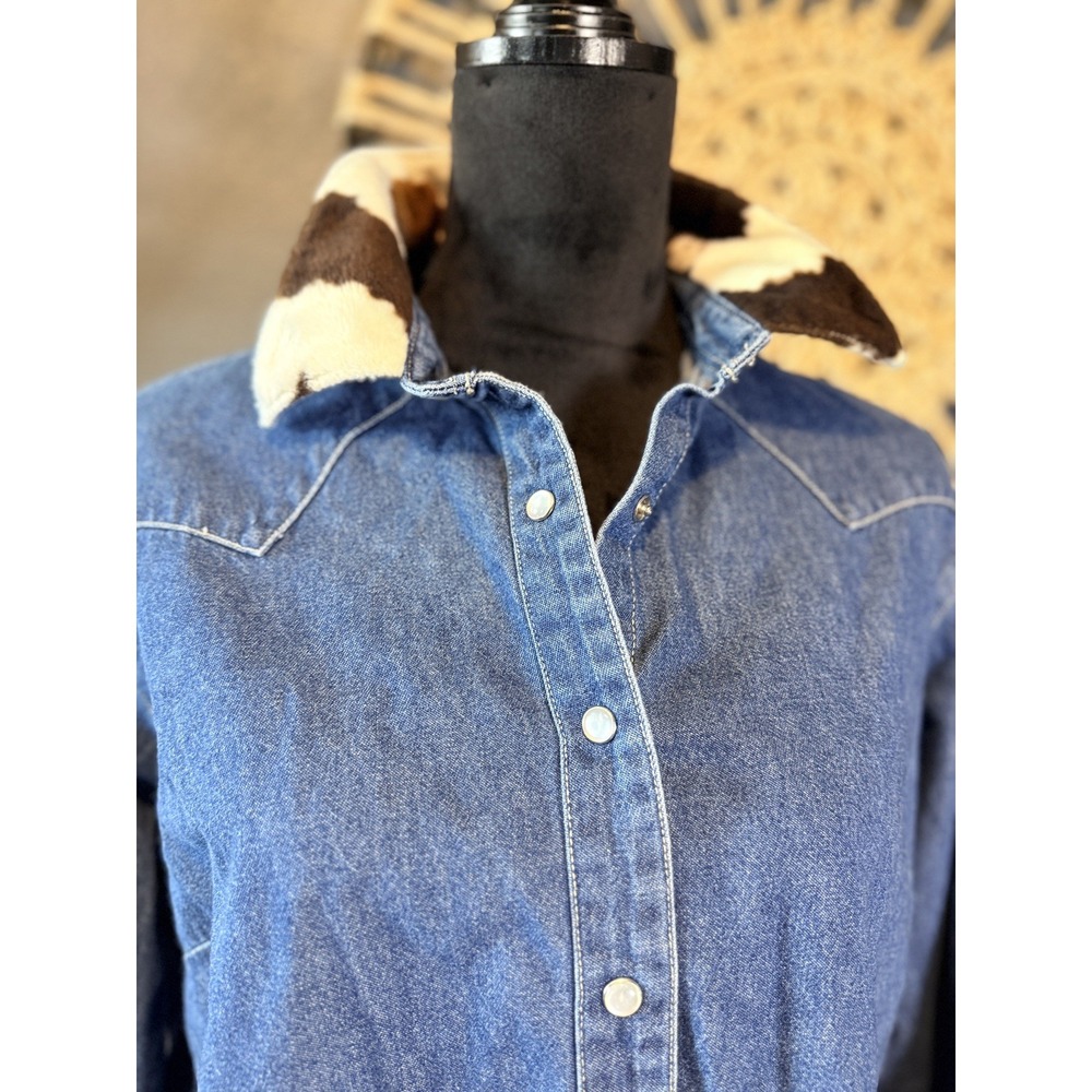 Vintage Women's Denim Button Up Cow Collar Y2K Western Cowgirl Size Large - Picture 8 of 8